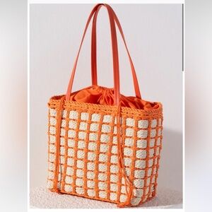 Shiraleah Juanita Orange and Straw Tote